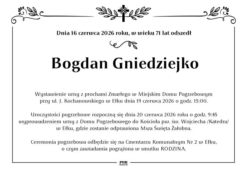 Bogdan Gniedziejko - nekrolog